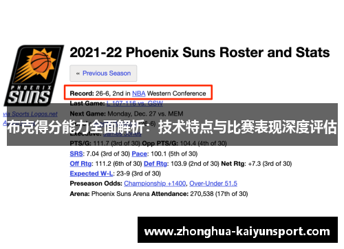 布克得分能力全面解析：技术特点与比赛表现深度评估